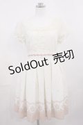 LODISPOTTO / 襟プリーツ花柄ドットワンピース M オフ H-26-03-12-1009-LO-OP-NS-ZH