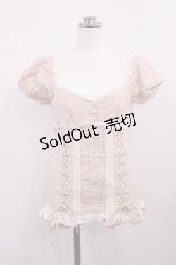 画像1: LIZ LISA / ストライプブラウス Free ピンク H-26-03-12-1026-LO-BL-NS-ZH