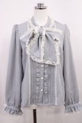 DearMyLove / レースフリルたっぷり上品ボウタイリボンブラウス M ブルーグレー H-26-03-12-1032-EL-BL-NS-ZH
