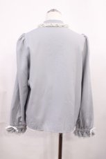 画像2: DearMyLove / レースフリルたっぷり上品ボウタイリボンブラウス M ブルーグレー H-26-03-12-1032-EL-BL-NS-ZH (2)