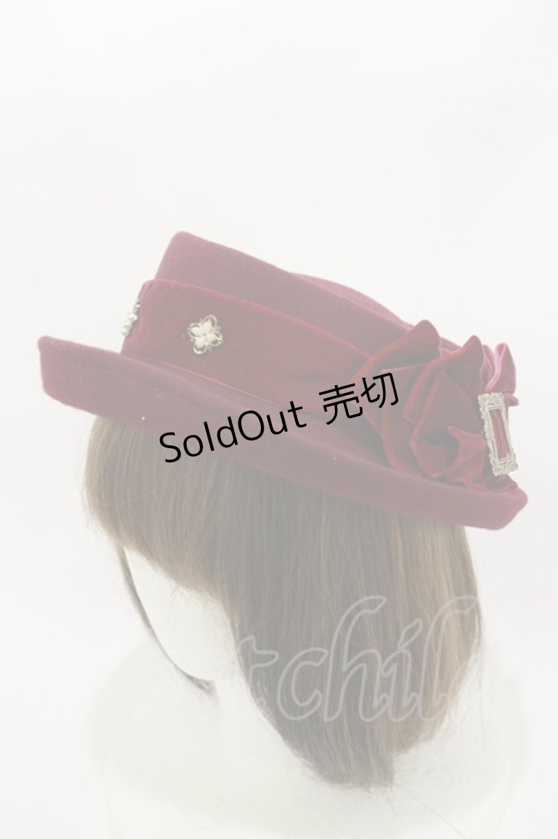 画像1: Hoshibako Works / 魔女の庭 魔法の果実 ベルベットリボン帽子  ワイン H-26-03-12-012-LO-AC-NS-ZH (1)