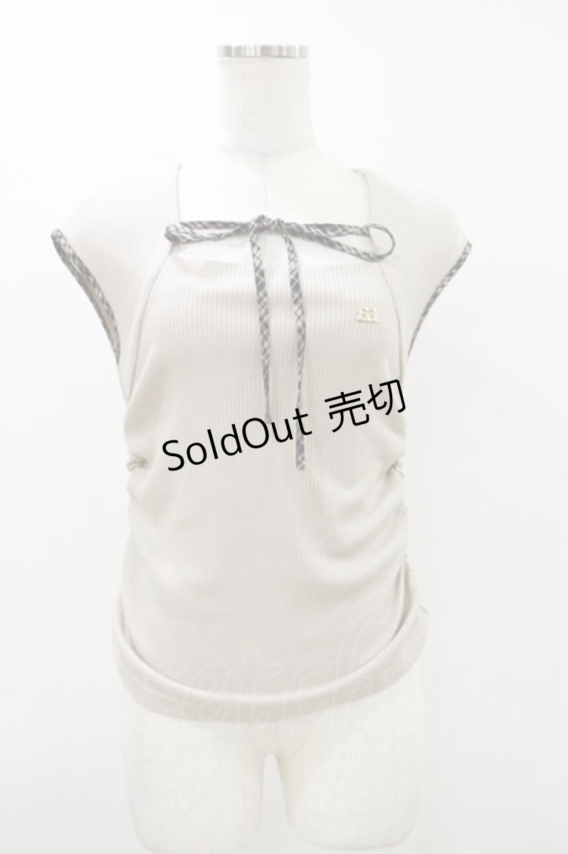 画像1: An MILLE / チェックリボントップス Free ベージュ H-26-03-12-030-EL-TO-NS-ZH (1)