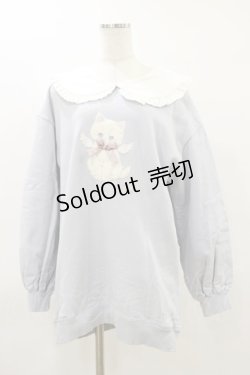 画像1: Honey Cinnamon / Angel kittenアップリケスウェット Free サックス H-26-03-12-031-LO-TO-NS-ZH