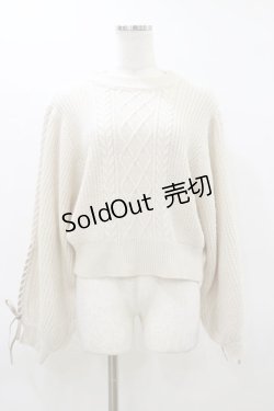 画像1: Fi.n.t / 袖リボンレースアップケーブルニットプルオーバー Free OFF WHITE H-26-03-12-036-CA-TO-NS-ZH
