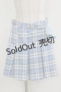FLC / ぬた。/ベルト付きチェックスカート L サックス H-26-03-13-1026-LO-SK-NS-ZH