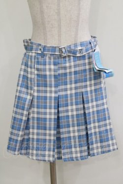 画像1: FLC / ぬた。/ベルト付きチェックスカート L サックス H-26-03-13-1026-LO-SK-NS-ZH