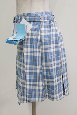 画像2: FLC / ぬた。/ベルト付きチェックスカート L サックス H-26-03-13-1026-LO-SK-NS-ZH