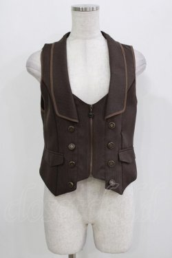 画像1: axes femme / ジップデザインベスト M ブラウン H-26-03-13-1034-AX-TO-NS-ZH