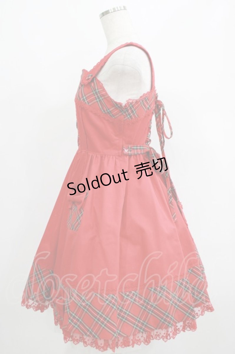 画像2: Angelic Pretty / ツイル×タータンジャンパースカート Free レッド H-26-03-13-1004-AP-OP-NS-ZH (2)