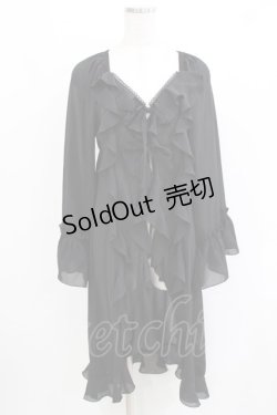 画像1: axes femme / オフショル風フリルガウン M ブラック H-26-03-13-1035-AX-TO-NS-ZH