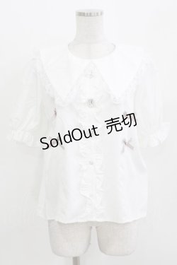 画像1: majoretty / 三角エリビジューブラウス LL 白 H-26-03-13-1037-GO-BL-NS-ZH