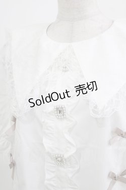 画像4: majoretty / 三角エリビジューブラウス LL 白 H-26-03-13-1037-GO-BL-NS-ZH