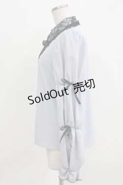 画像2: majoretty / レースカラーリボンブラウス L ブルー H-26-03-13-1038-GO-BL-NS-ZH