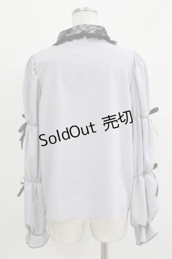 画像3: majoretty / レースカラーリボンブラウス L ブルー H-26-03-13-1038-GO-BL-NS-ZH