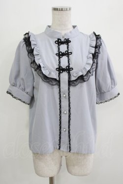 画像1: majoretty / チャイナブラウス L ブルー H-26-03-13-1040-GO-BL-NS-ZH