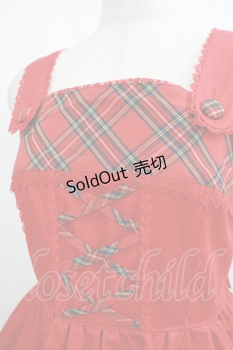 画像5: Angelic Pretty / ツイル×タータンジャンパースカート Free レッド H-26-03-13-1004-AP-OP-NS-ZH (5)