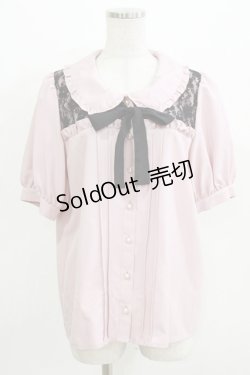 画像1: majoretty / レース切替リボンブラウス L ピンク H-26-03-13-1043-GO-BL-NS-ZH