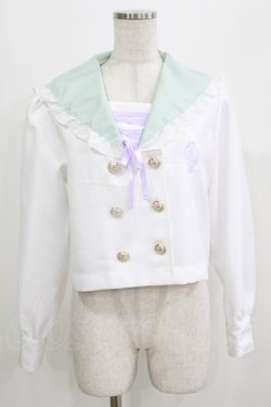 画像1: majoretty / Disney/アリエル/セーラー襟ブラウス L 白/ミント H-26-03-13-1048-GO-BL-NS-ZH