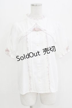 画像1: LilyMerry / もかちゃん/ベルト付きブラウス L 白/ピンク H-26-03-13-1049-PU-BL-NS-ZH