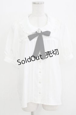 画像1: majoretty / レース切替リボンブラウス L 白/ブラック H-26-03-13-1050-GO-BL-NS-ZH