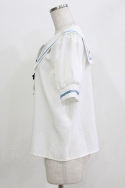 画像2: majoretty / チャイナブラウス L 白/サックス H-26-03-13-1051-GO-BL-NS-ZH