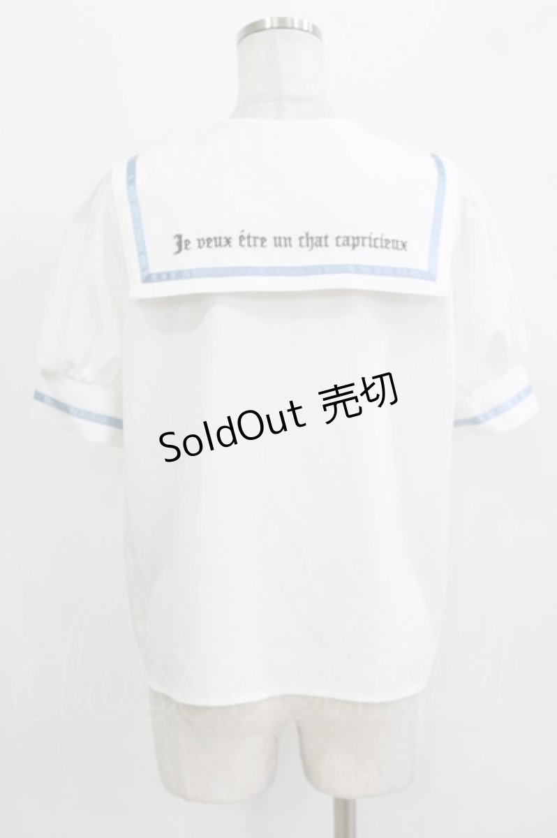 画像3: majoretty / チャイナブラウス L 白/サックス H-26-03-13-1051-GO-BL-NS-ZH (3)