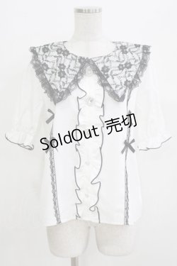 画像1: majoretty / 三角エリビジューブラウス LL 白 H-26-03-13-1052-GO-BL-NS-ZH