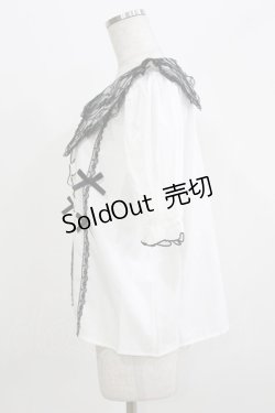 画像2: majoretty / 三角エリビジューブラウス LL 白 H-26-03-13-1052-GO-BL-NS-ZH