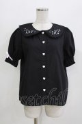 Lovely Tency / 眞白ありす/音符刺繍ブラウス LL ブラック H-26-03-13-1053-GO-BL-NS-ZH