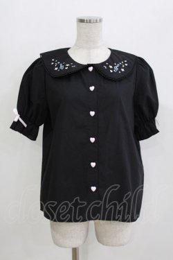 画像1: Lovely Tency / 眞白ありす/音符刺繍ブラウス LL ブラック H-26-03-13-1053-GO-BL-NS-ZH