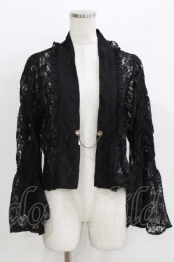 画像1: axes femme / ドロストリボン総レースボレロ Free ブラック H-26-03-13-1059-AX-TO-NS-ZH