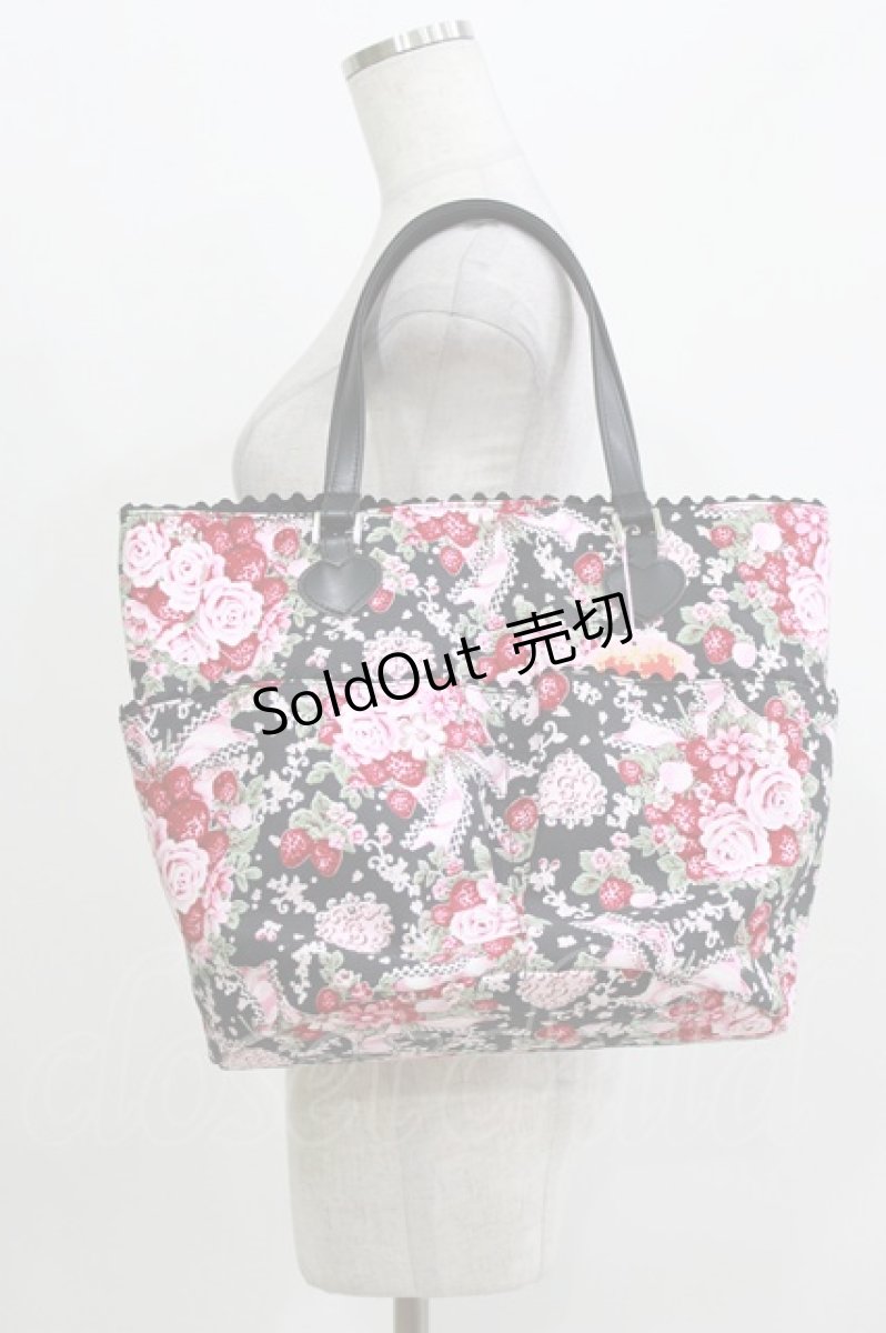 画像1: BABY,THE STARS SHINE BRIGHT / シュガーブーケ〜永遠の乙女の憧れ〜柄バケツ型Bag  ブラック H-26-03-13-1064-BA-BG-NS-ZH (1)