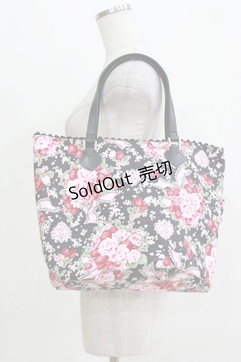 画像2: BABY,THE STARS SHINE BRIGHT / シュガーブーケ〜永遠の乙女の憧れ〜柄バケツ型Bag  ブラック H-26-03-13-1064-BA-BG-NS-ZH (2)