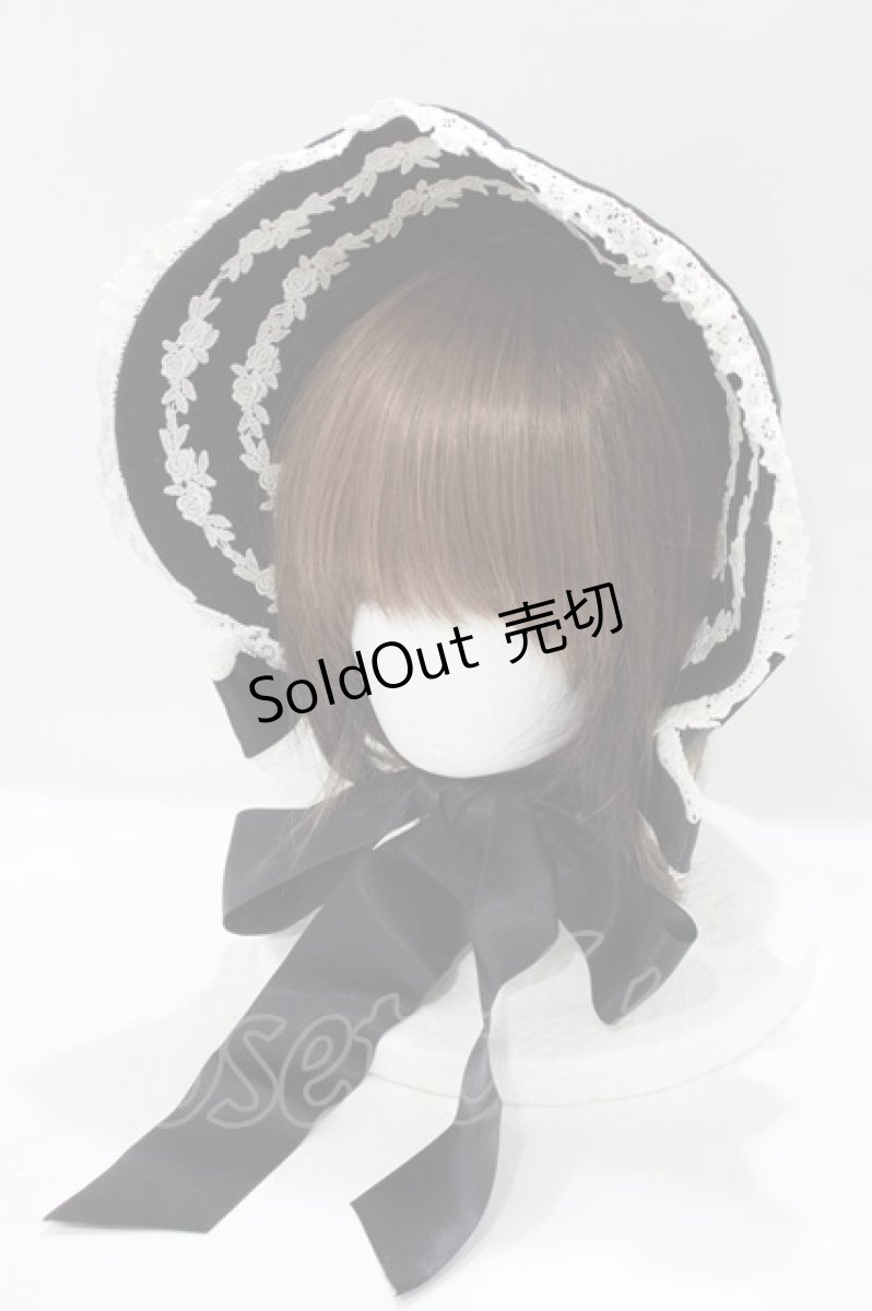 画像1: Innocent World / ローズレースボンネット (カツラギ)  ブラック H-26-03-13-1076-IW-AC-NS-ZH (1)