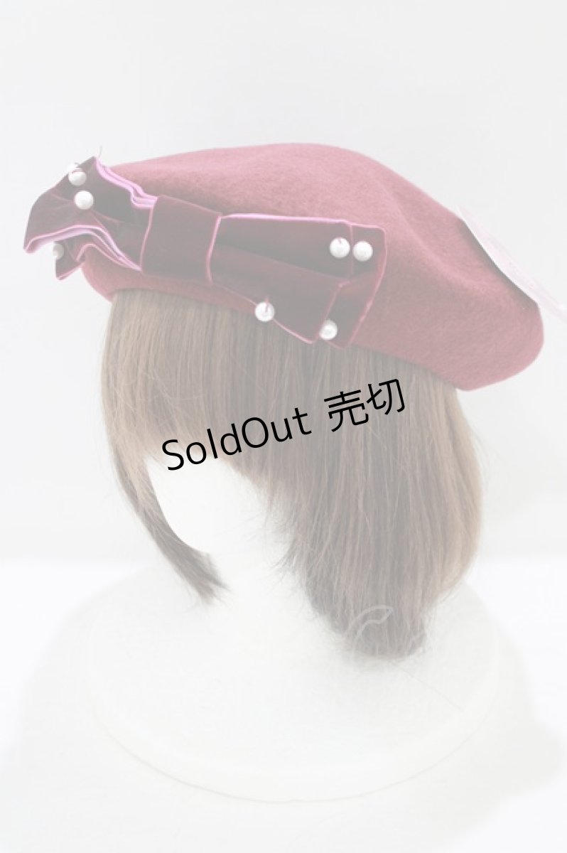 画像1: m petit by misako / TT*AMリボンBベレー  ボルドー H-26-03-13-1085-LO-AC-NS-ZH (1)