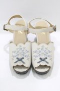 Fi.n.t / ブーケ刺繍ウッドライクソールサンダル M/23.5cm IVORY×BL H-26-03-13-1086-CA-SH-NS-ZH