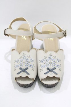 画像1: Fi.n.t / ブーケ刺繍ウッドライクソールサンダル M/23.5cm IVORY×BL H-26-03-13-1086-CA-SH-NS-ZH
