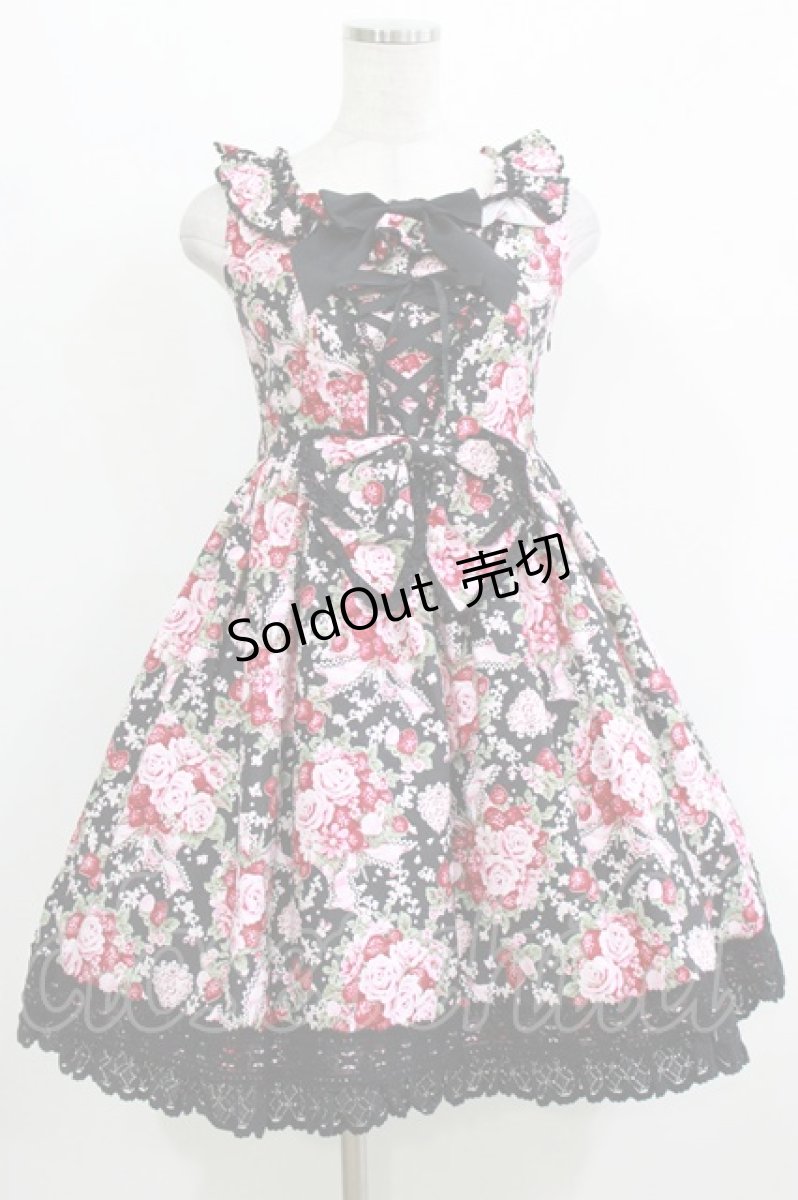 画像1: BABY,THE STARS SHINE BRIGHT / シュガーブーケ〜永遠の乙女の憧れ〜柄ジャンパースカートII Free ブラック H-26-03-13-1009-BA-OP-NS-ZH (1)