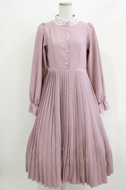 画像1: m petit by misako / AM*レースエリプリーツワンピース S ピンク H-26-03-13-1015-LO-OP-NS-ZH