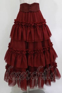 画像1: Amavel / ウエストコルセット風チュールロングスカート M ワイン H-26-03-13-1017-CA-SK-NS-ZH