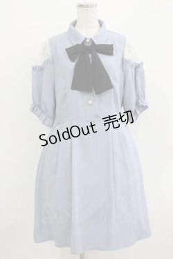 画像1: majoretty / レース切替リボンワンピース L ブル‐ H-26-03-13-1020-GO-OP-NS-ZH