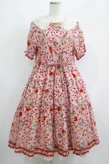 画像1: PINK HOUSE / PINK HOUSE×MISAKO&ERINKO　キャットチェリードロッププリントミディワンピース Free ピンク H-26-03-13-1003-LO-OP-NS-ZH (1)