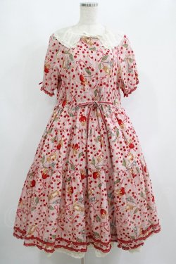 画像1: PINK HOUSE / PINK HOUSE×MISAKO&ERINKO　キャットチェリードロッププリントミディワンピース Free ピンク H-26-03-13-1003-LO-OP-NS-ZH