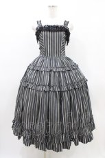 画像1: Innocent World / オリビアストライプジャンパースカート M112cm丈 グレー H-26-03-14-026-IW-OP-NS-ZH (1)