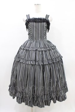 画像1: Innocent World / オリビアストライプジャンパースカート M112cm丈 グレー H-26-03-14-026-IW-OP-NS-ZH