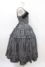 画像3: Innocent World / オリビアストライプジャンパースカート M112cm丈 グレー H-26-03-14-026-IW-OP-NS-ZH (3)