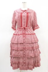 alcali / alcali × misako aoki/コットンギンガム前あきワンピース Free レッド H-26-03-14-032-LO-OP-NS-ZH