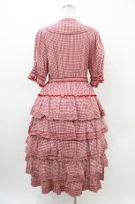 画像2: alcali / alcali × misako aoki/コットンギンガム前あきワンピース Free レッド H-26-03-14-032-LO-OP-NS-ZH (2)