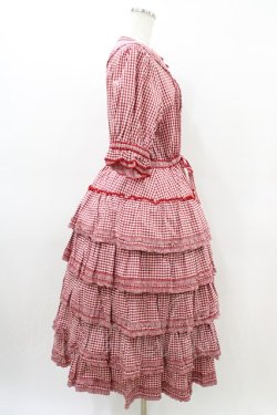 画像3: alcali / alcali × misako aoki/コットンギンガム前あきワンピース Free レッド H-26-03-14-032-LO-OP-NS-ZH