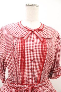 画像4: alcali / alcali × misako aoki/コットンギンガム前あきワンピース Free レッド H-26-03-14-032-LO-OP-NS-ZH